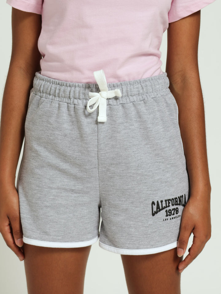 Girls Fashion Fleece Shorts - Grey Melange