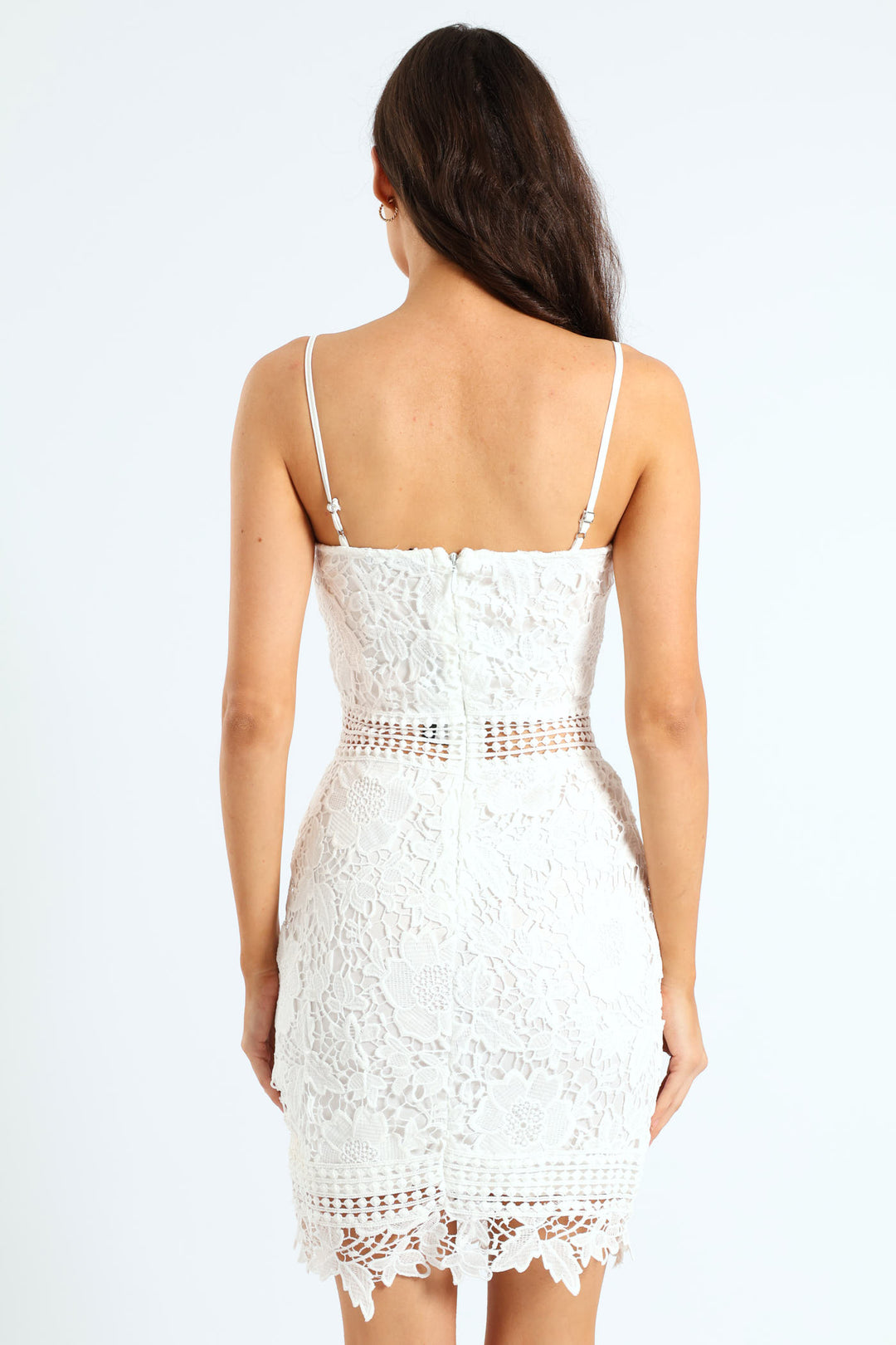 Crochet Lace Strappy Dress - White