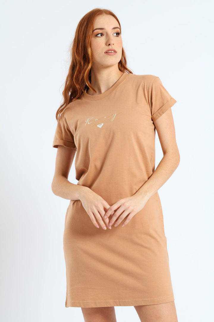 Noon Ocean T-Shirt Dress - Camel