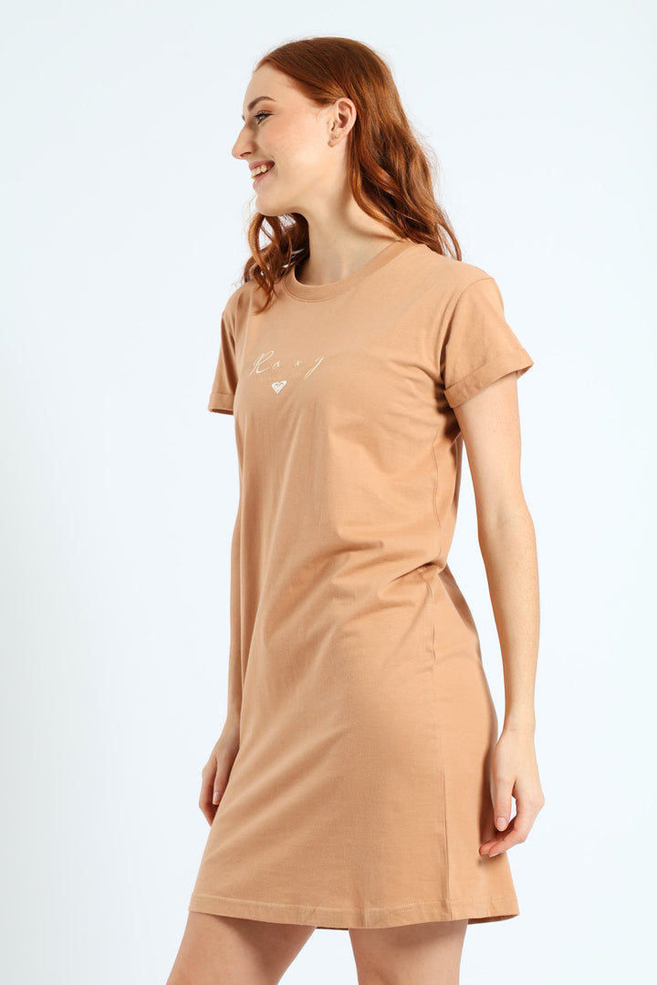 Noon Ocean T-Shirt Dress - Camel