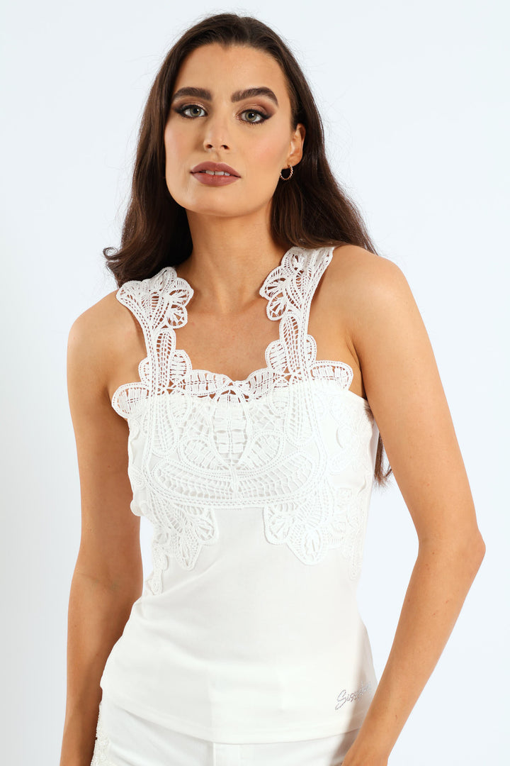 Crochet Lace Vest - White