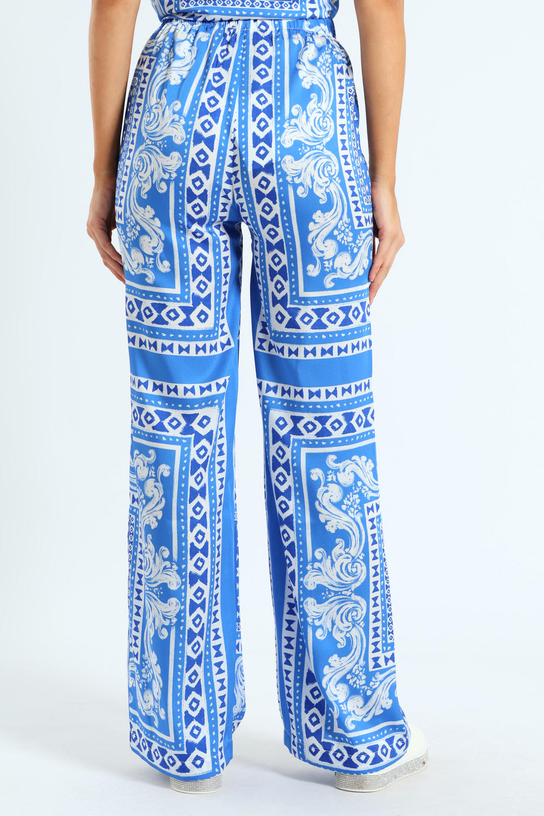 Elasticated Waist Wide Leg Pants - Blue