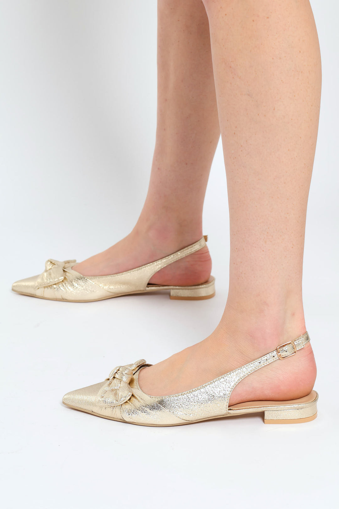 Bow Slingback Slip On - Gold