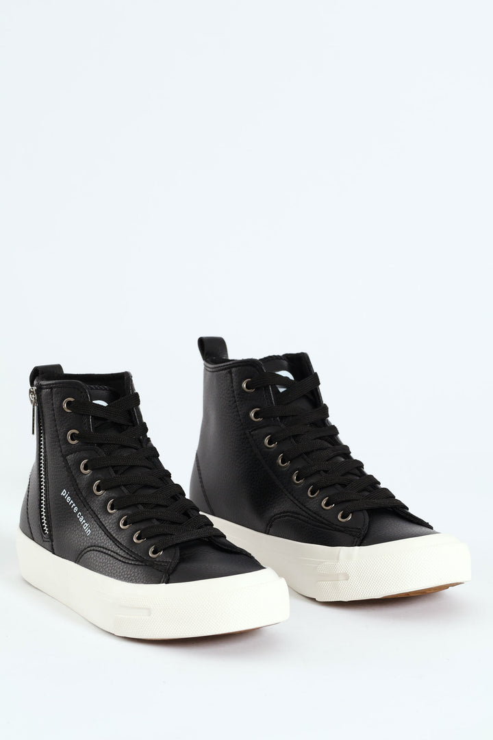 Funk Zip Trim High Lace Up Sneaker - Black/White