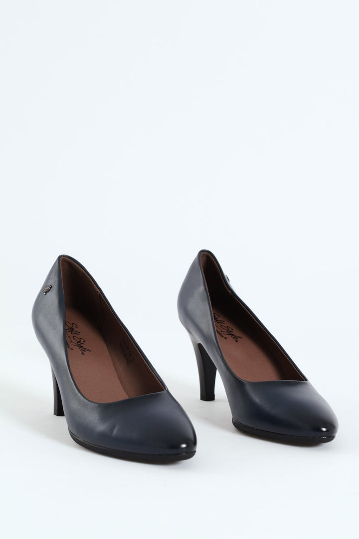 Soft Neriah Pointed Toe Court Heel - Navy