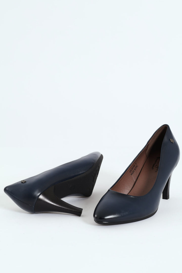 Soft Neriah Pointed Toe Court Heel - Navy