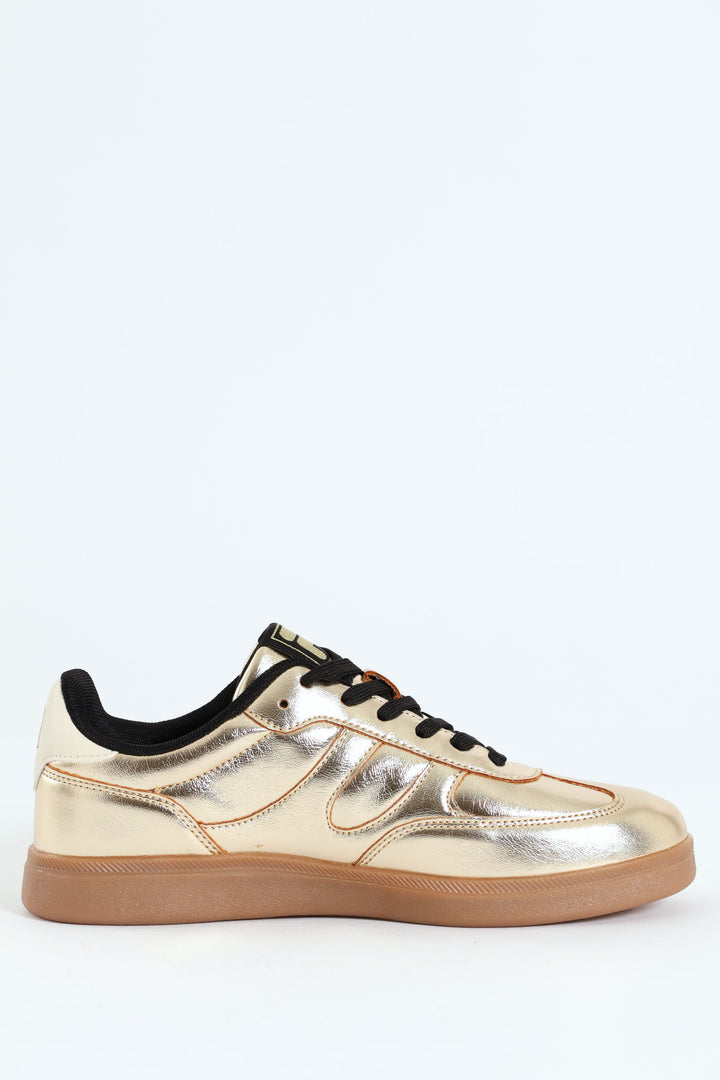 Cassie Retro Metallic Sneaker - Gold