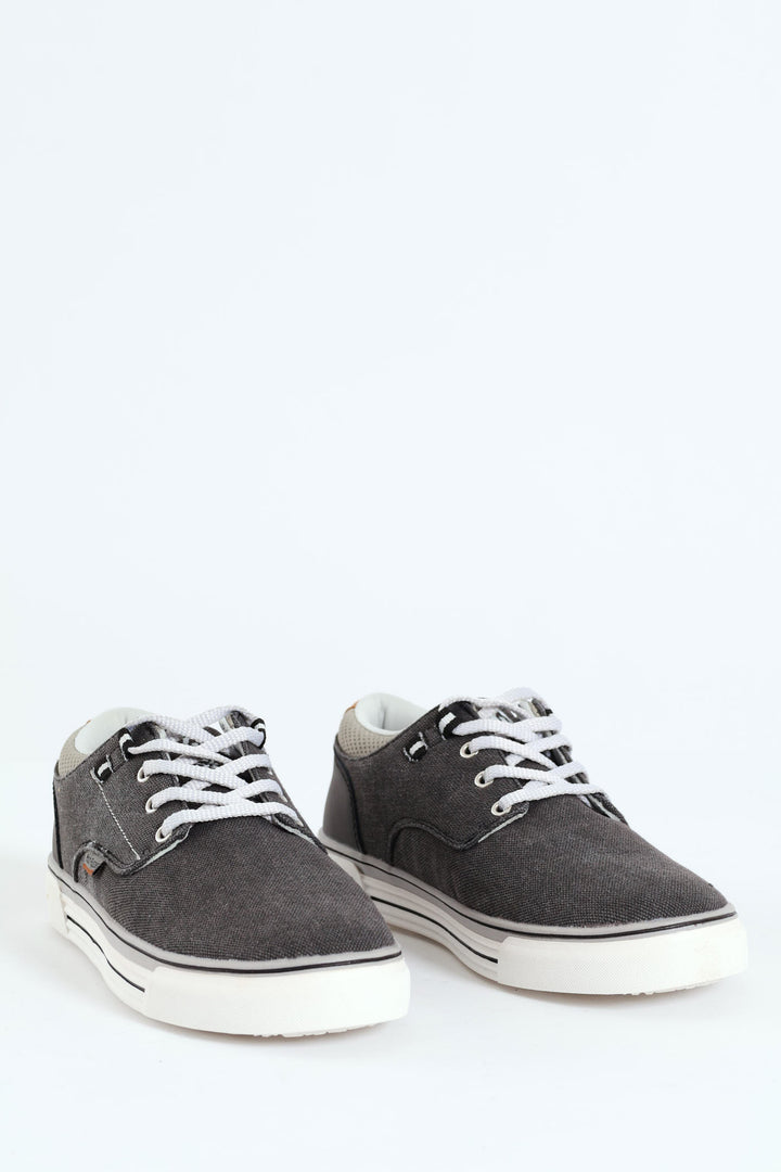 Jeromiah Washed Canvas Lace Up Sneaker - Black Rince Wash