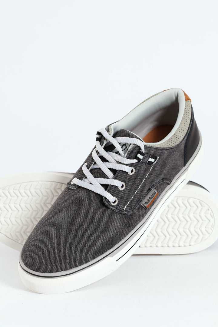 Jeromiah Washed Canvas Lace Up Sneaker - Black Rince Wash