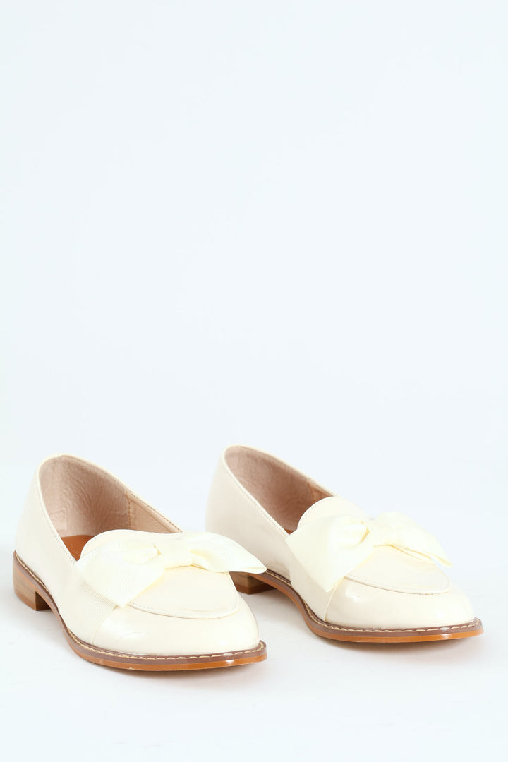 Loafer With Petersham Bow - Off White