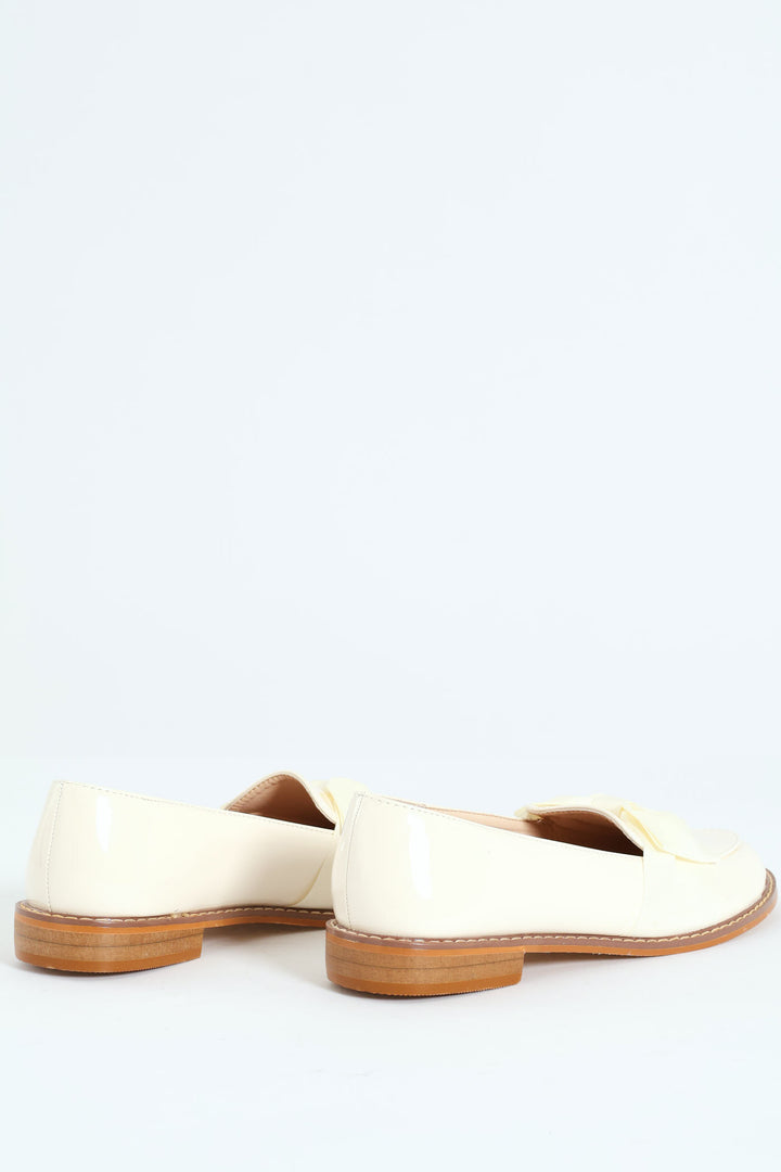 Loafer With Petersham Bow - Off White