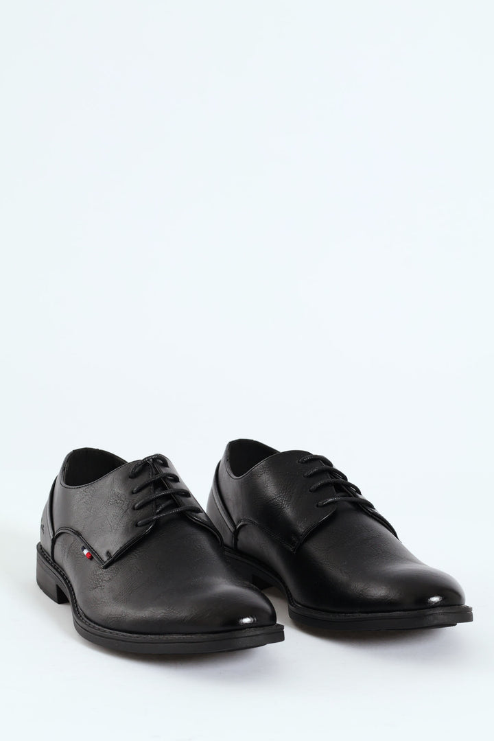 Basic Shadow Spray Lace Up Derby Shoe - Black