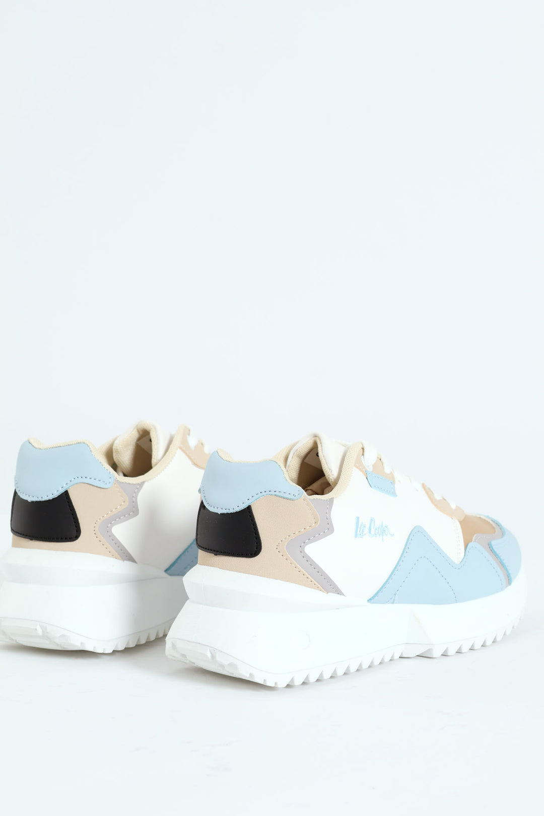 Greta Embossed Print Lace Up Sneaker - White/Blue