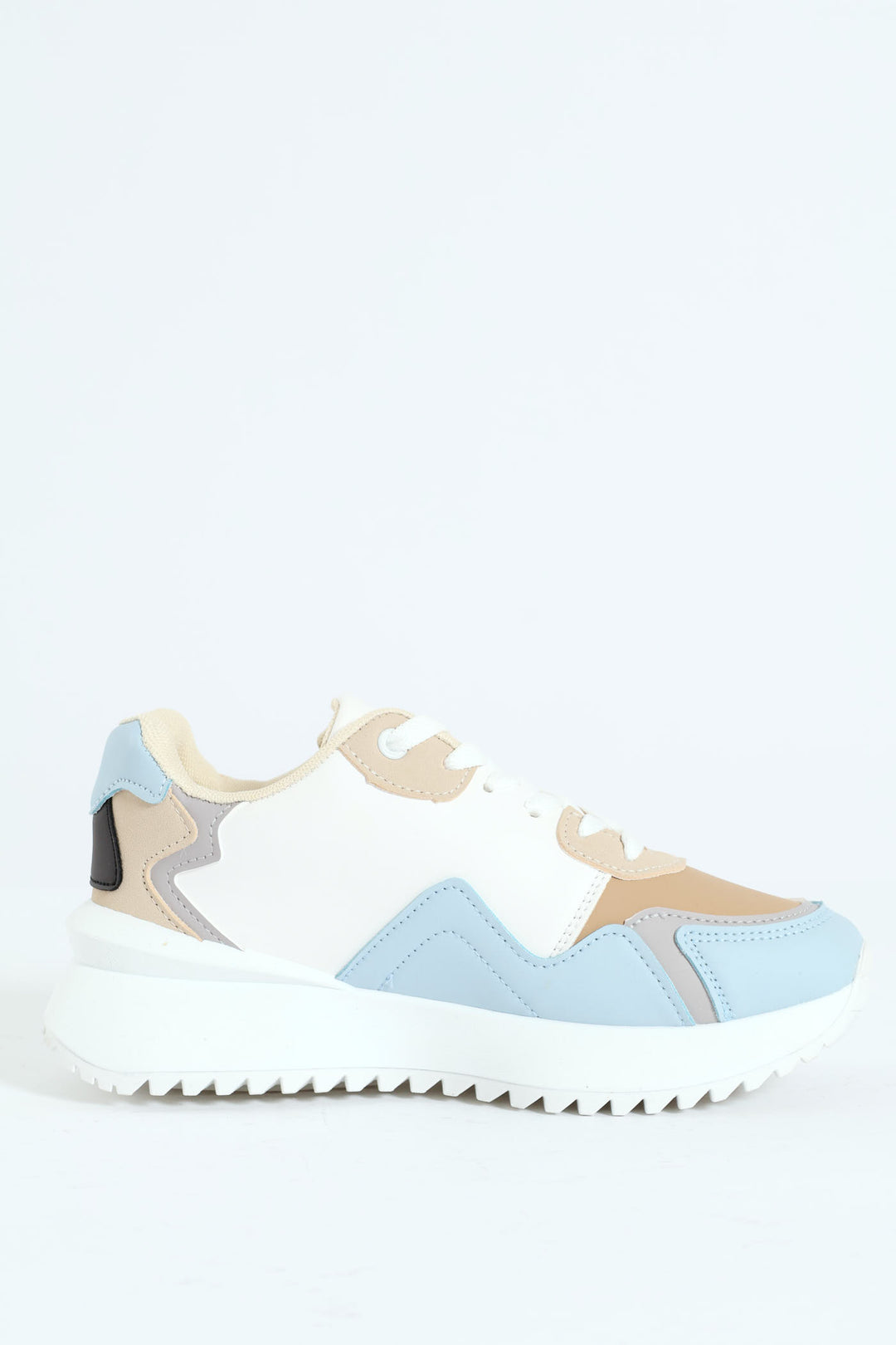 Greta Embossed Print Lace Up Sneaker - White/Blue