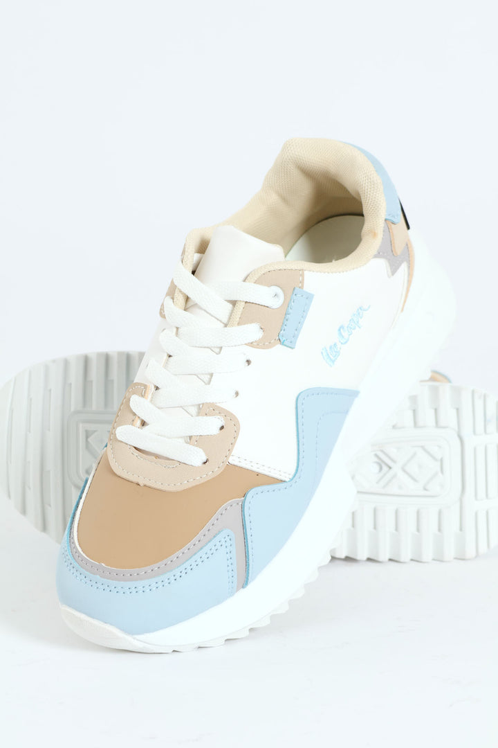 Greta Embossed Print Lace Up Sneaker - White/Blue