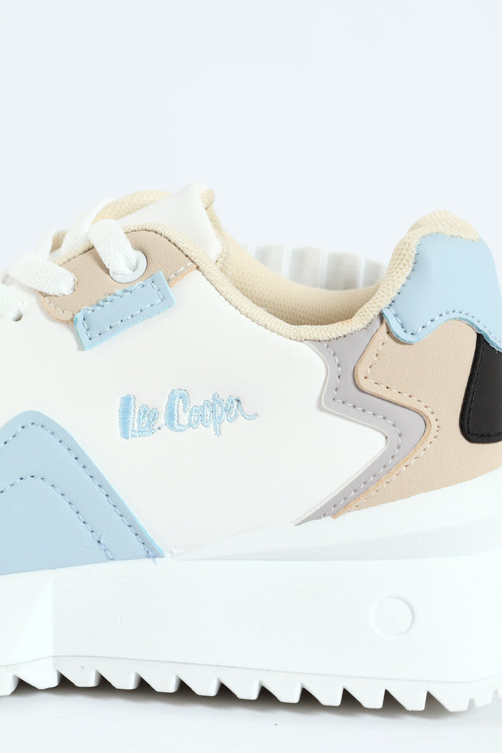 Greta Embossed Print Lace Up Sneaker - White/Blue