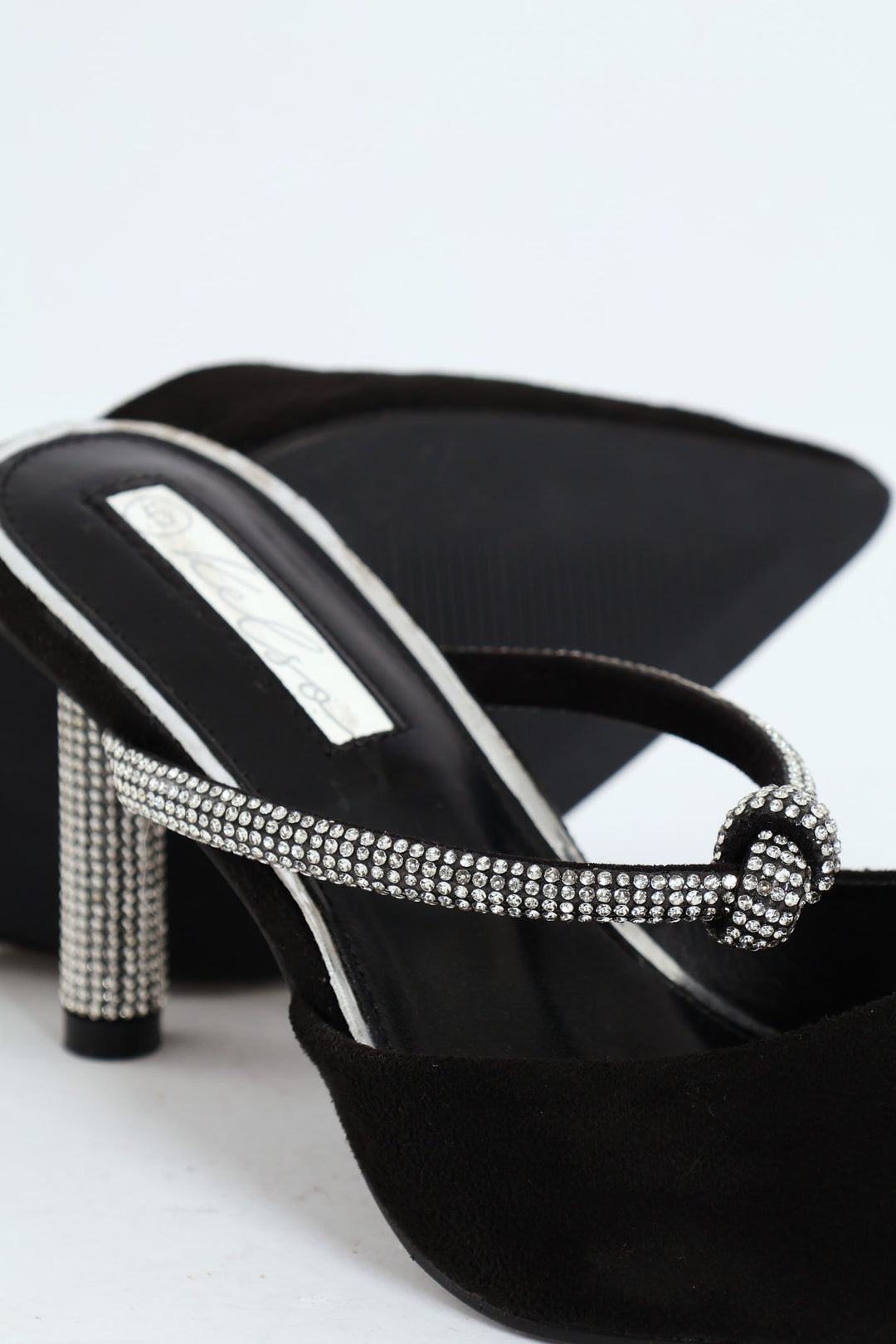 Diamante Strap Pointy Heel - Black