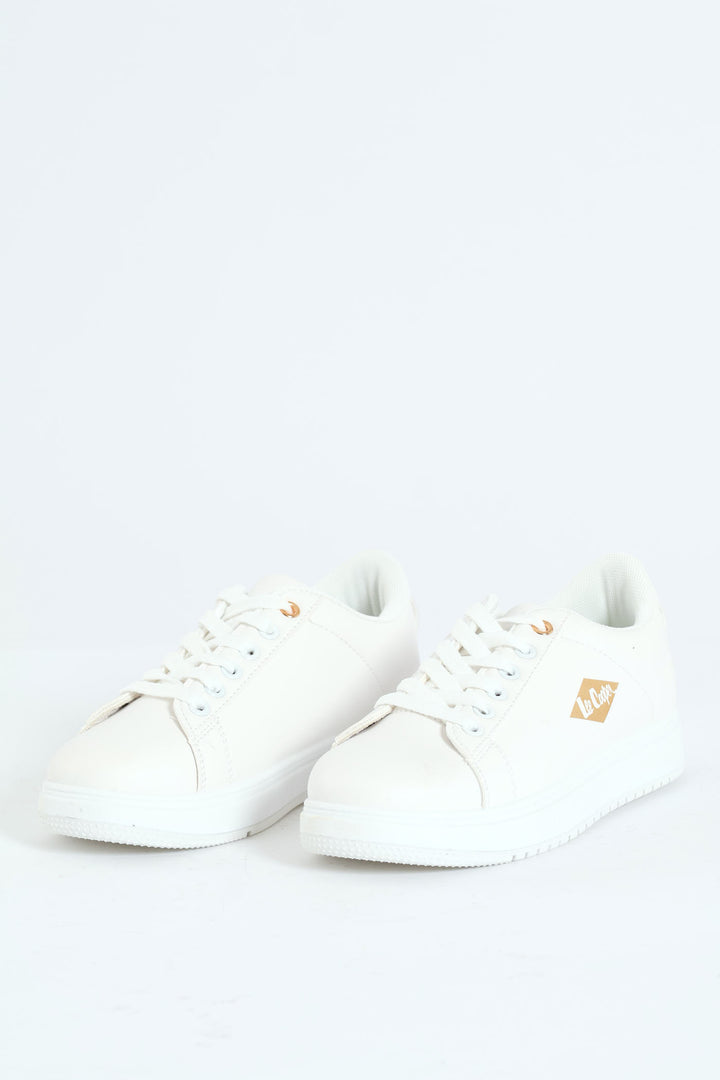 Kim Printed Diamond Lace Up Sneaker - White