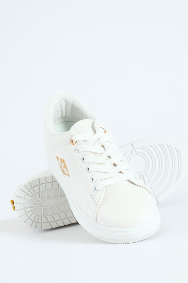 Kim Printed Diamond Lace Up Sneaker - White