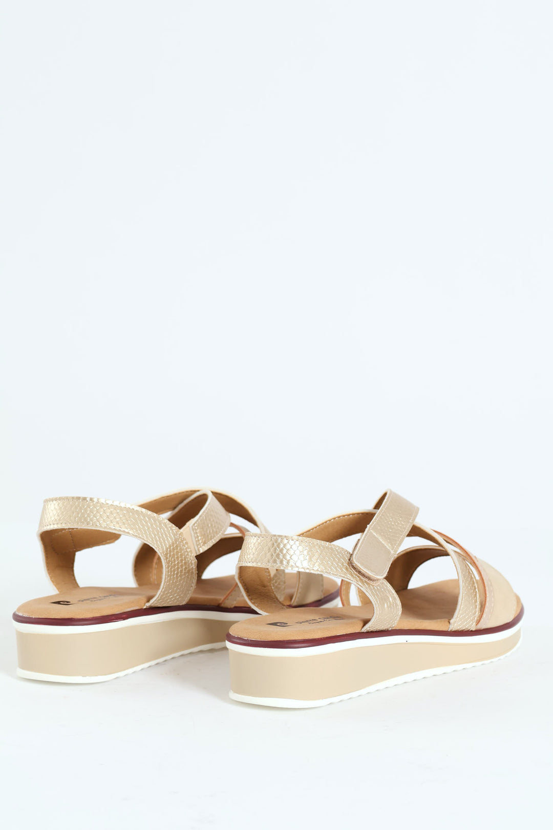 Denna X Over Elasticated Flatform Sandal - Beige