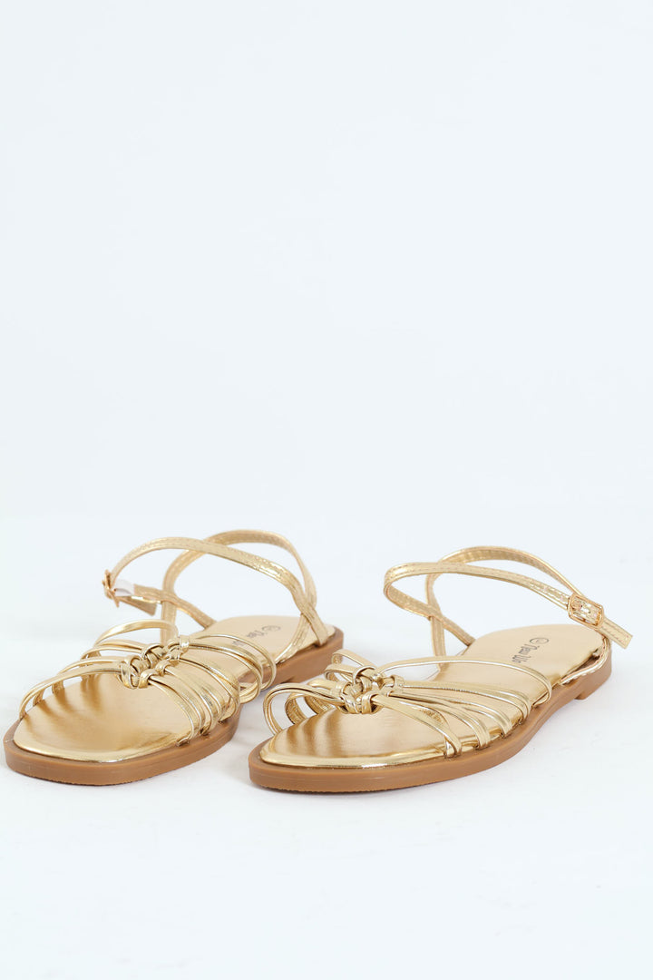 Girls Multi Strap Sandal - Gold