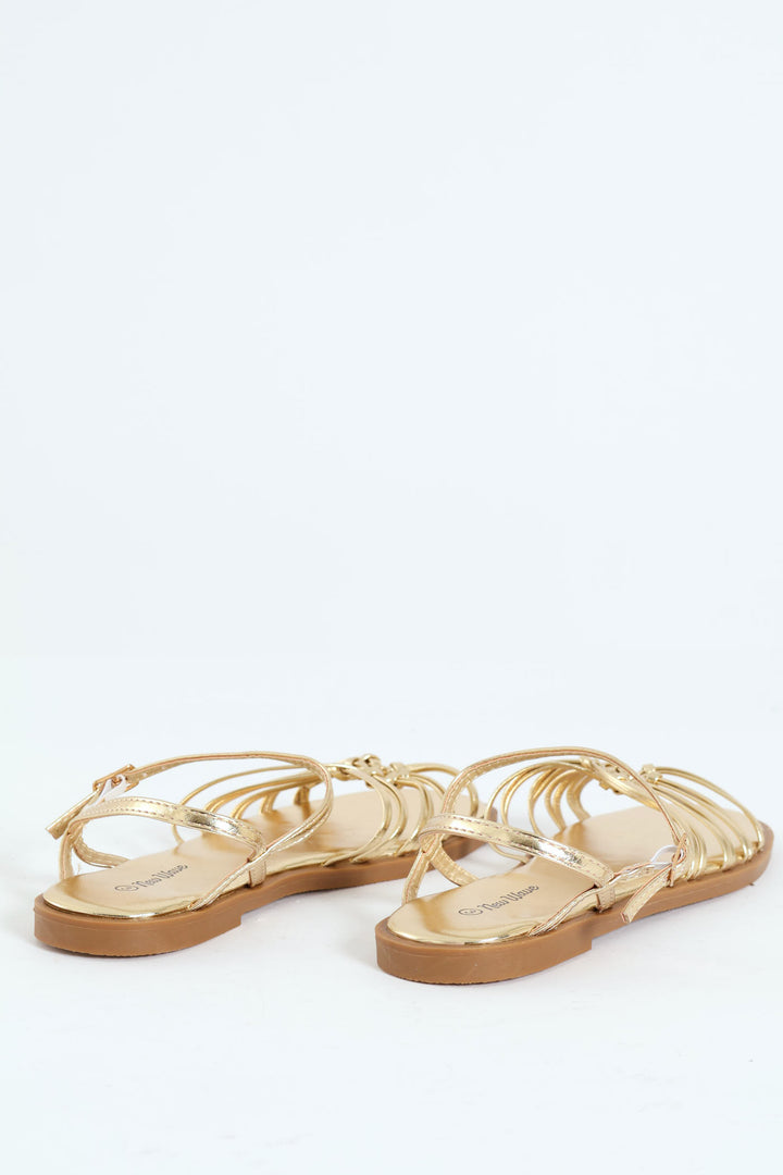 Girls Multi Strap Sandal - Gold