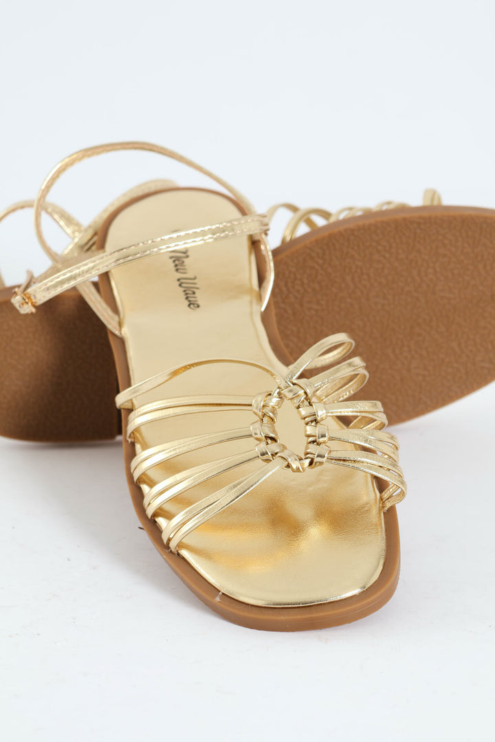 Girls Multi Strap Sandal - Gold