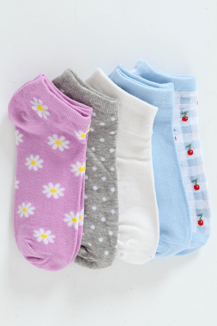 5 Pack Low Cut Floral Socks