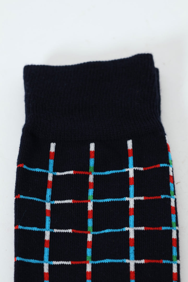 Geo Design Single Socks - Navy