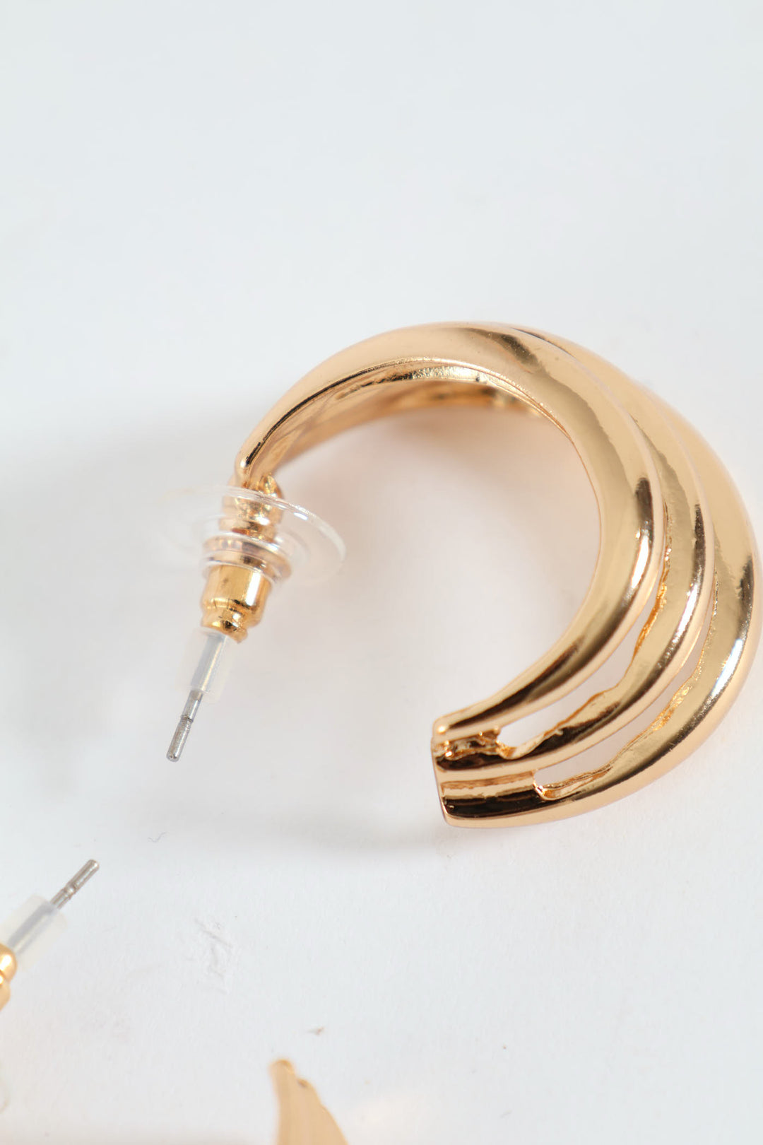 3 Strand Asymmetrical Hoop Earrings - Gold