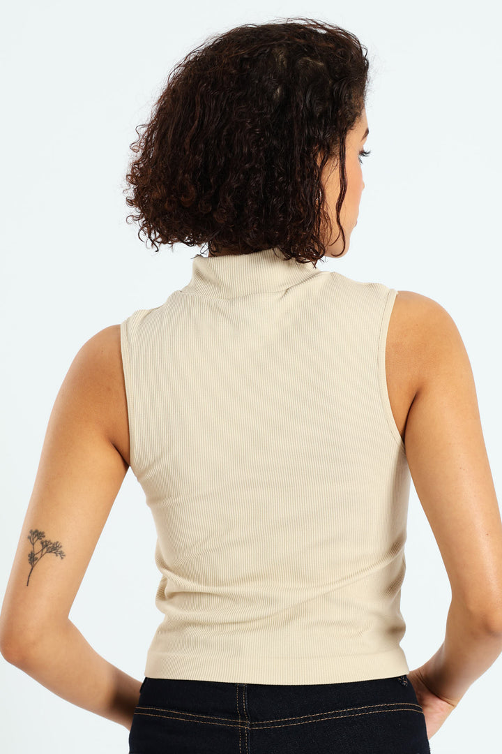 Turtle Seamless Tank Top - Cream