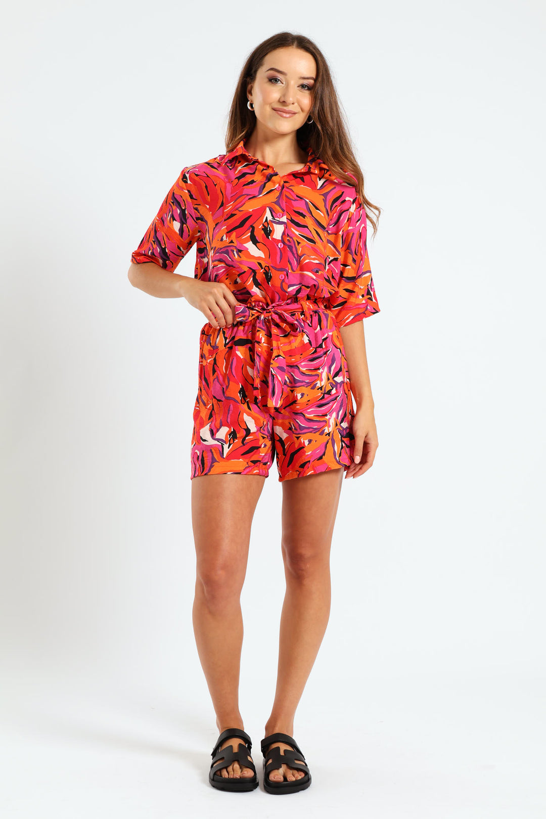 Oversized Printed Shirt - Pink/Orange