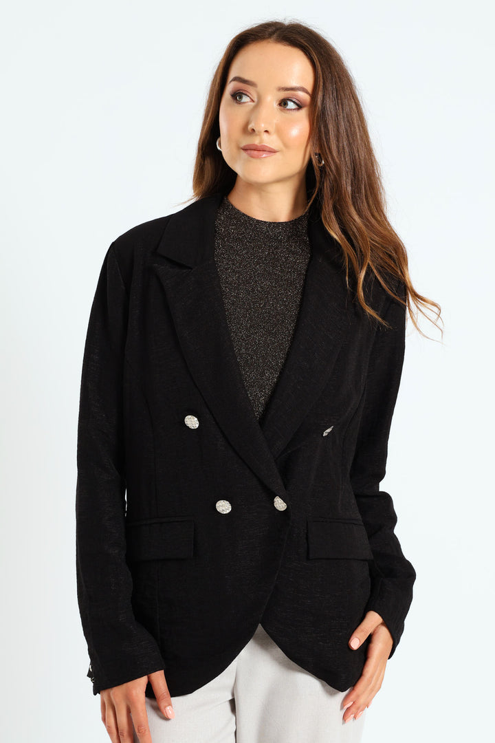 Double Shimmer Blazer - Black