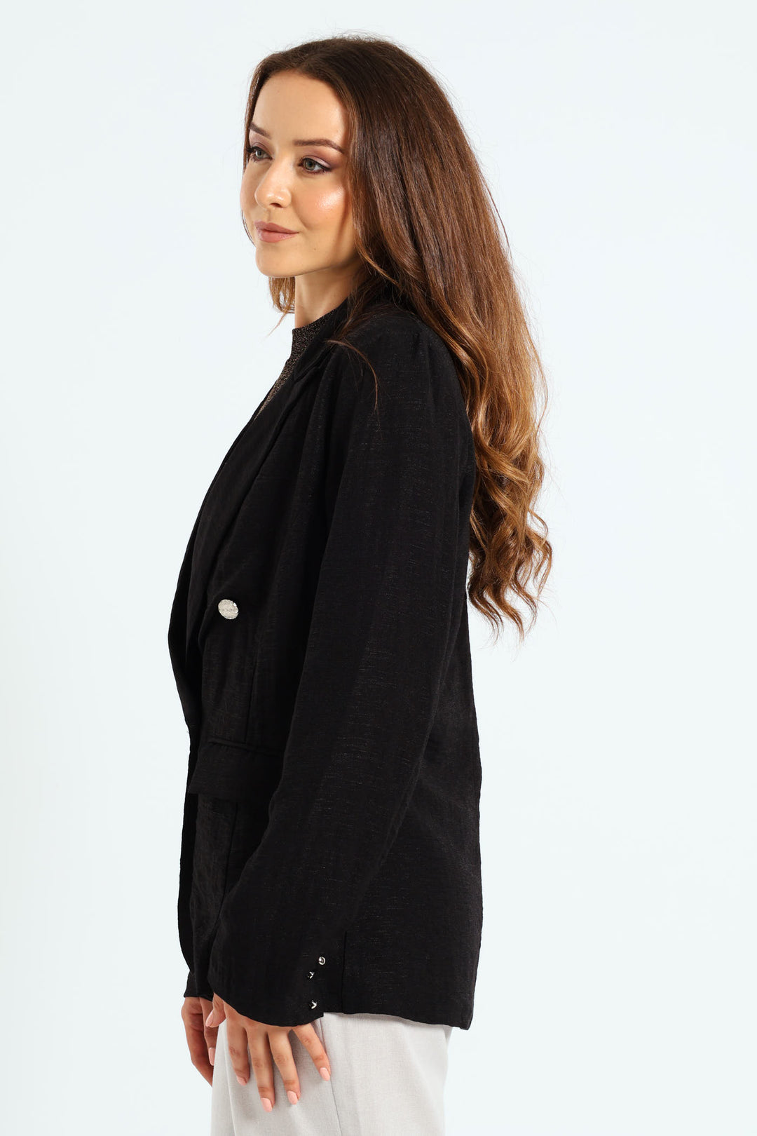 Double Shimmer Blazer - Black