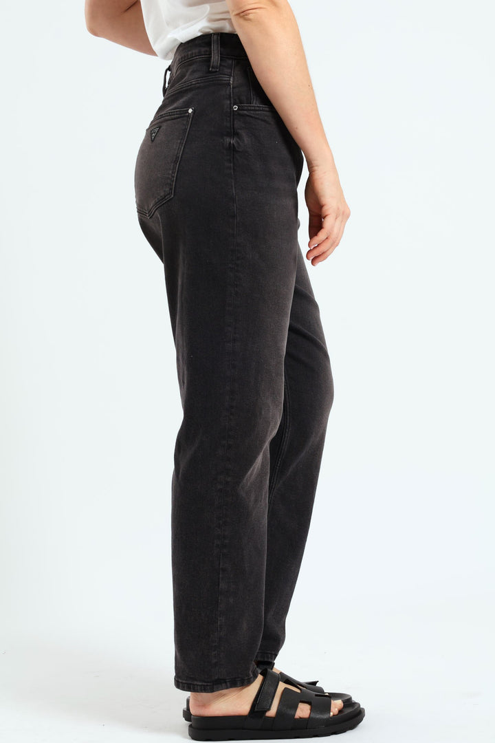 High Rise Mom Jean - Charcoal