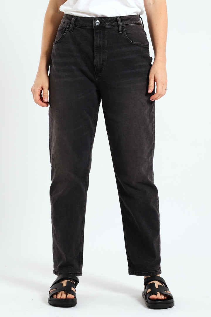 High Rise Mom Jean - Charcoal