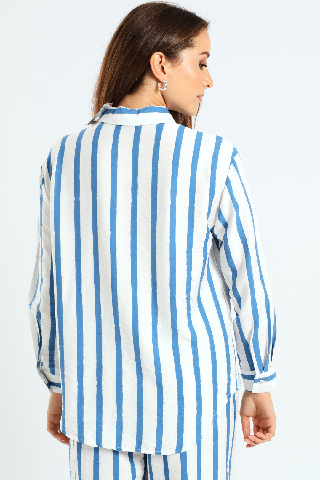 Wavy Stripe Oversized Shirt - White/Blue