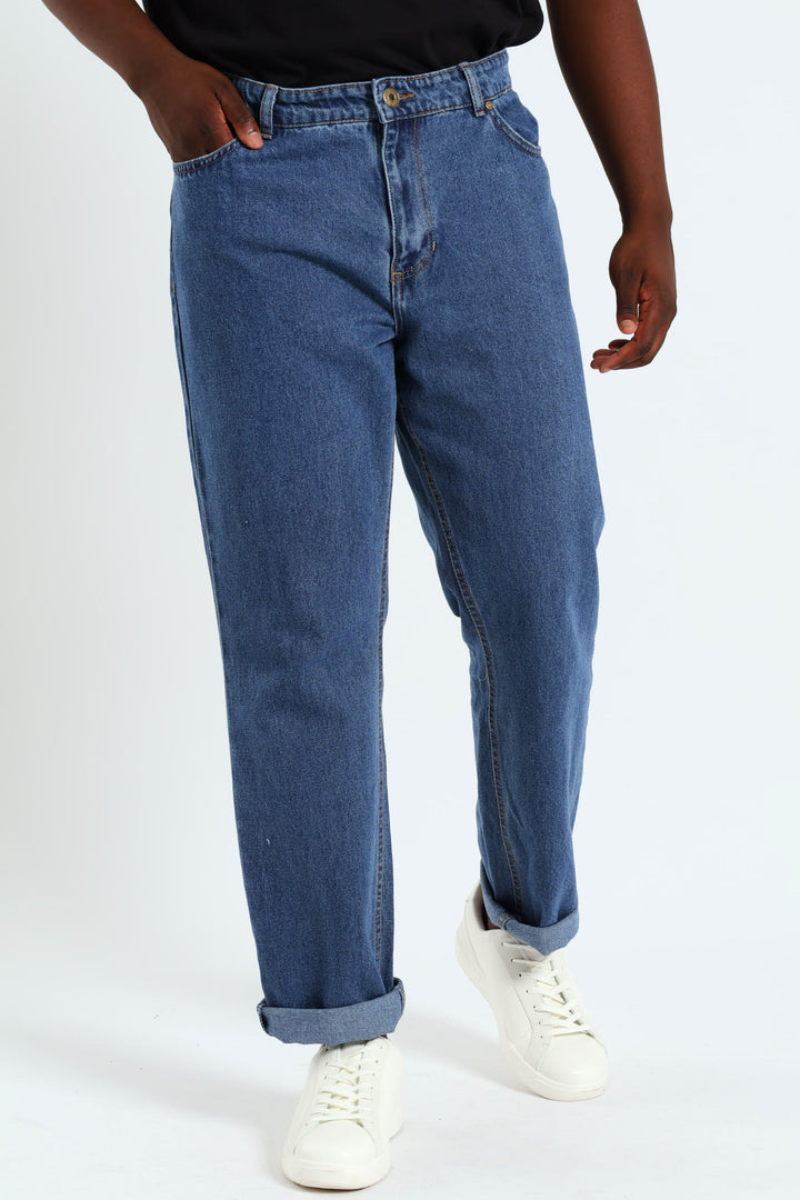 Stonewash Rigid Straight Denim - Stone