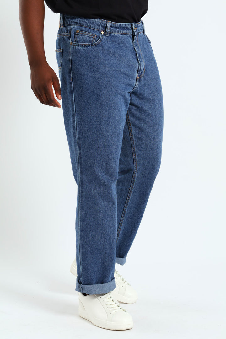 Stonewash Rigid Straight Denim - Stone