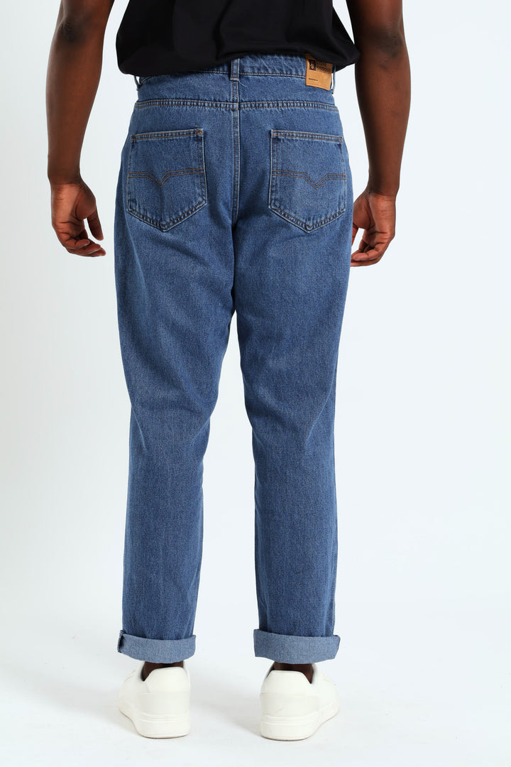 Stonewash Rigid Straight Denim - Stone