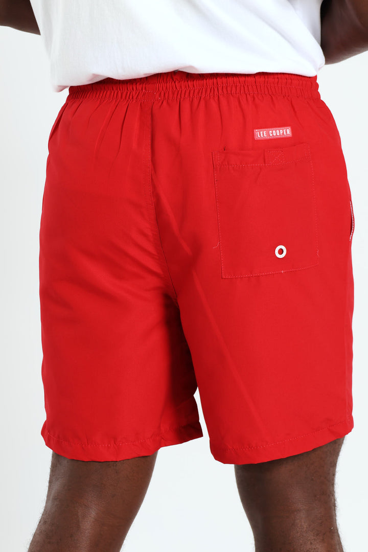 Two Tone Script Swim Short - Navy/Red