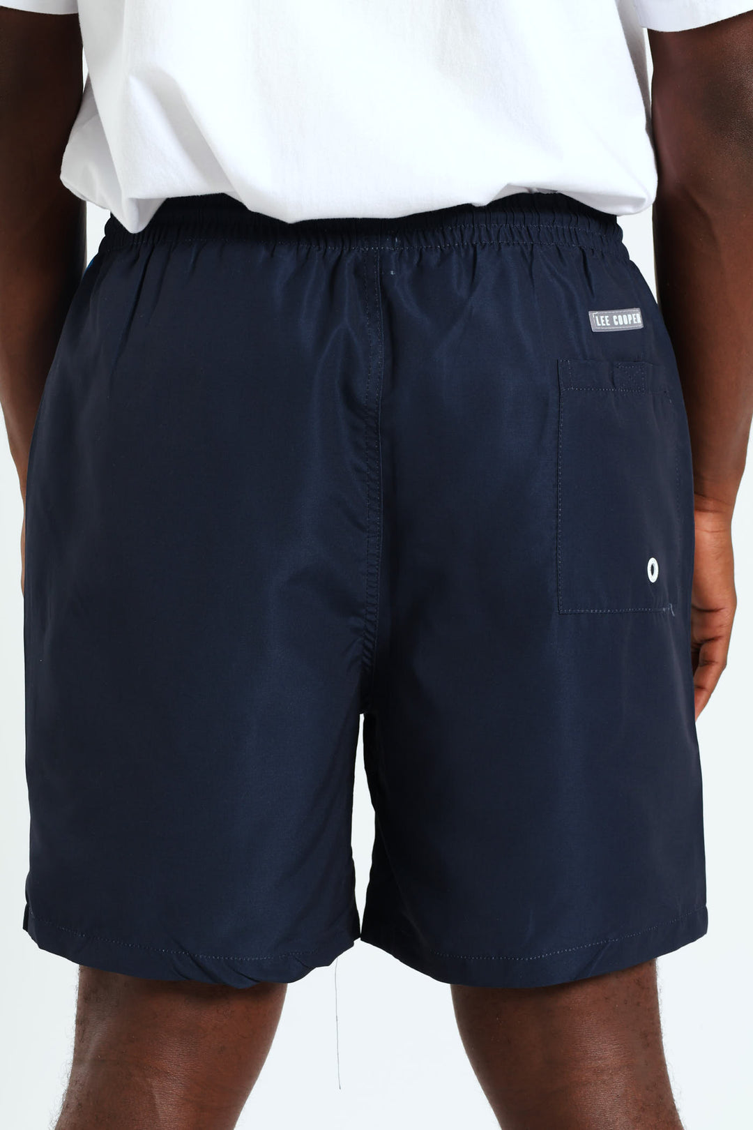 Two Tone Script Swim Short - Light Blue/Navy