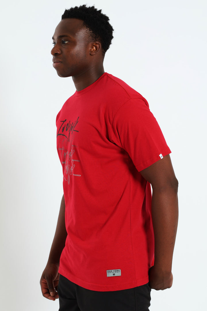 Shadow Print Tee - Red