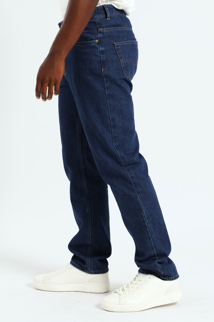 Rigid Straight Denim Jean - Dark Blue