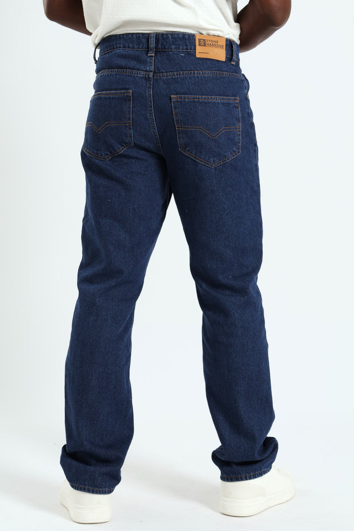 Rigid Straight Denim Jean - Dark Blue