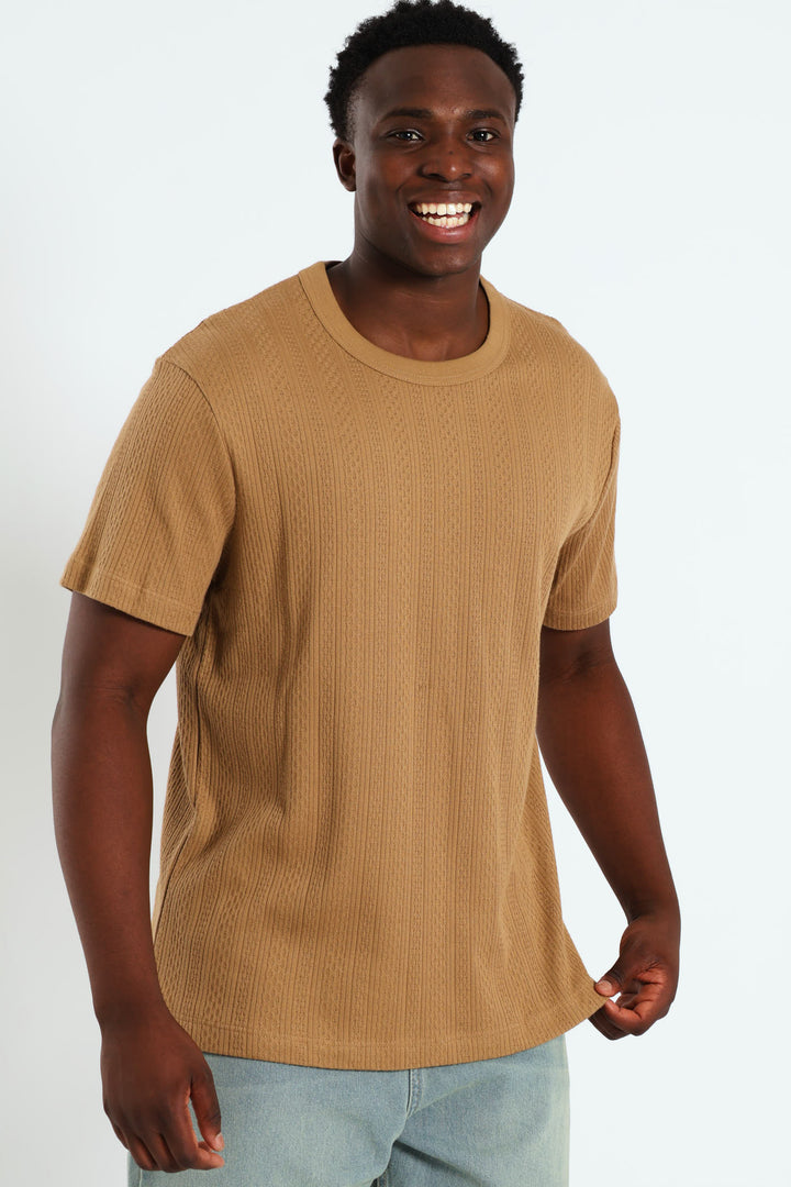 Honeycomb Pointelle Tee - Khaki