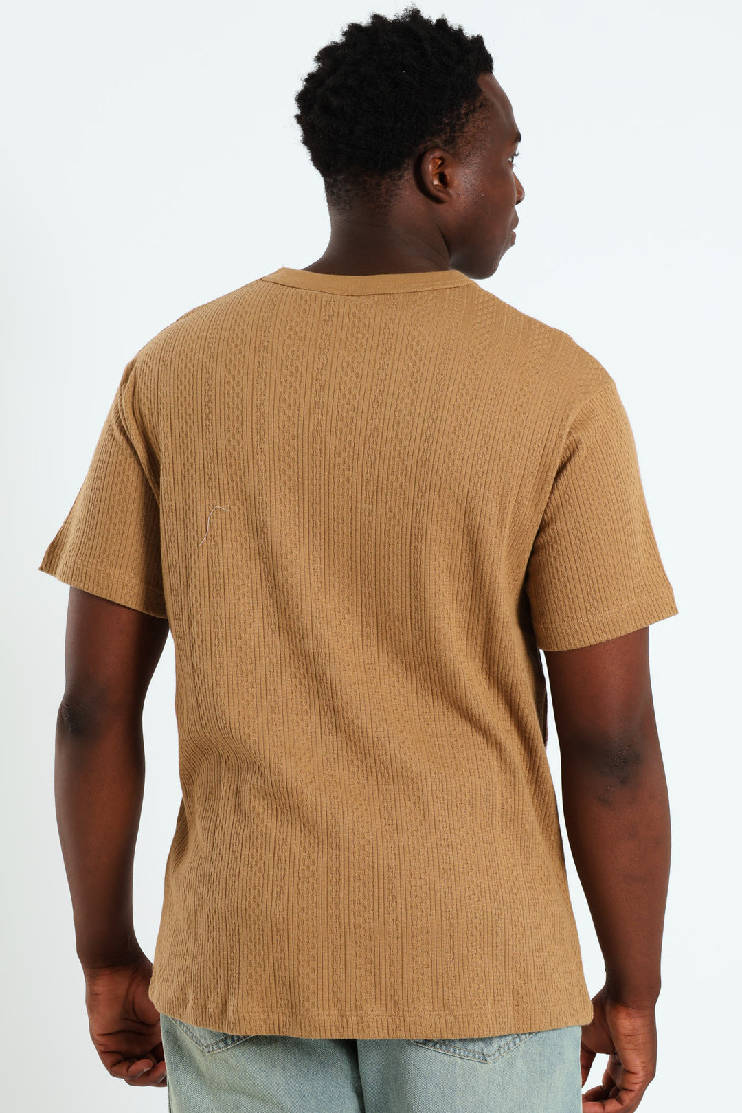 Honeycomb Pointelle Tee - Khaki