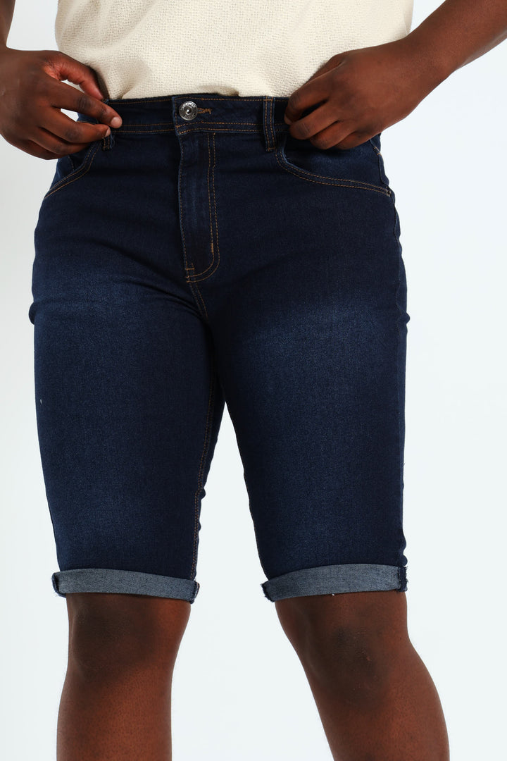 Turn Up Denim Short - Black Acid