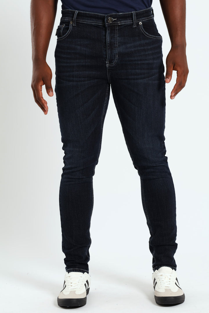 Ripped & Repair Super Skinny Jean - Blue/Black