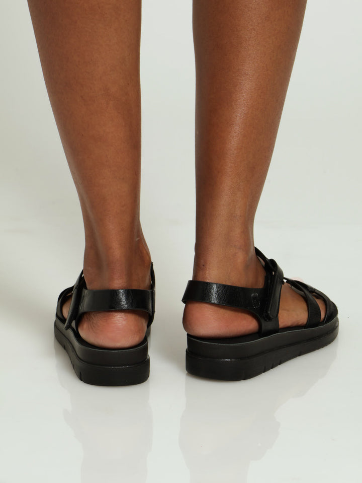 Adette Ankle Strap Flatform Sandal - Black